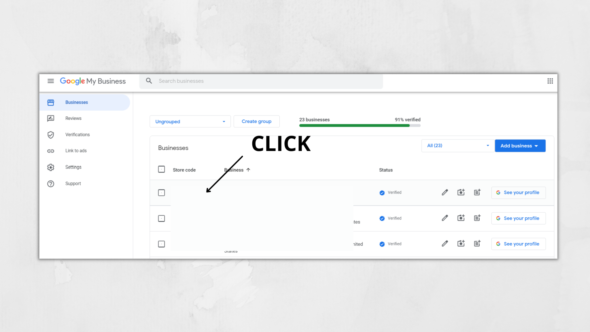 selecting multiple business location from google my business dashboard