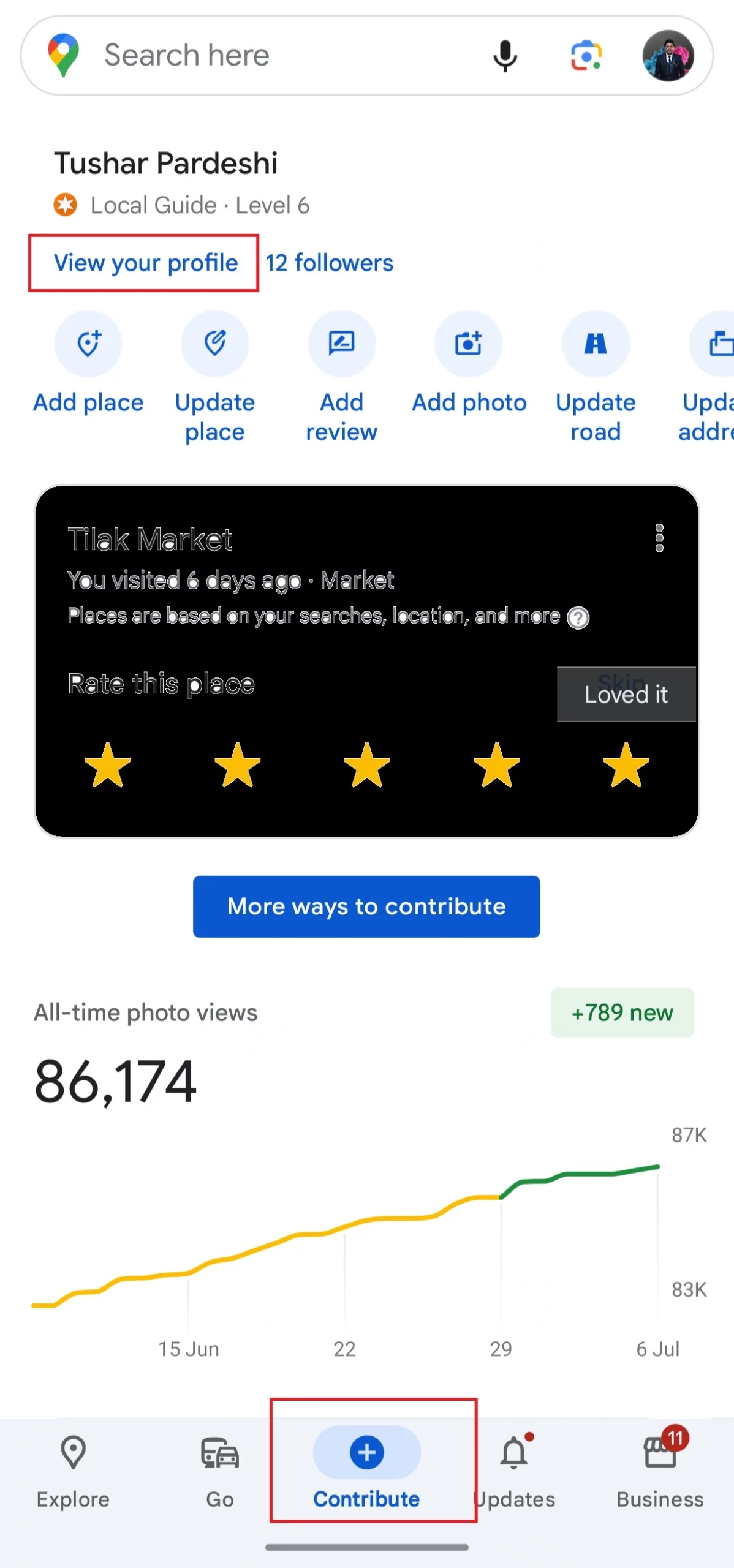 now click now contribute option and the click on View Profile.