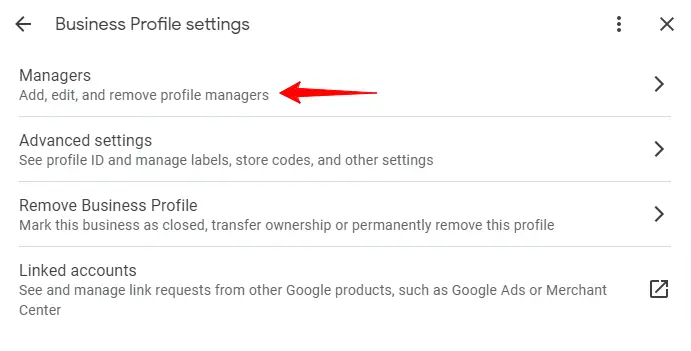 Clicking On The Managers Button In Google My Business Account