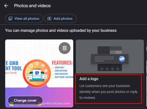 Add Logo option on the GMB Profile