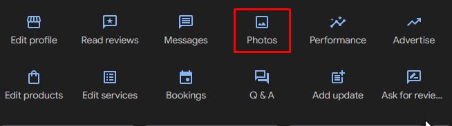 Photos icon on GMB profile