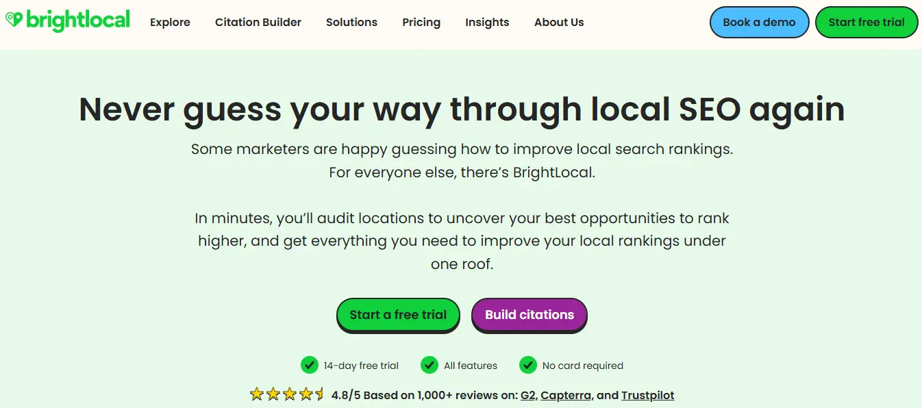 image of BrightLocal.com homepage