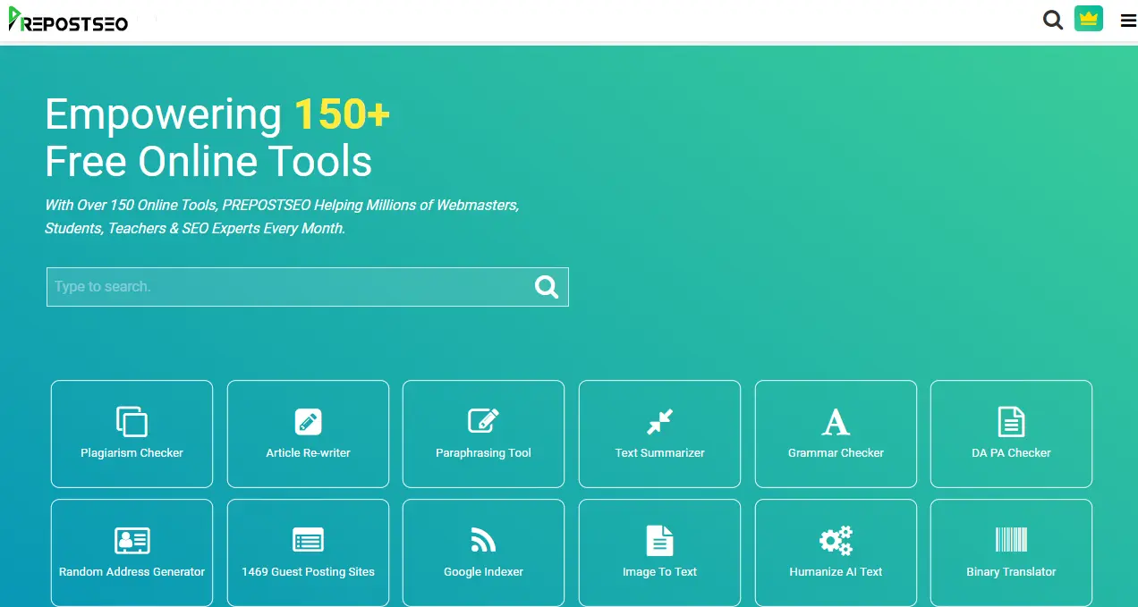 image of Prepostseo.com homepage