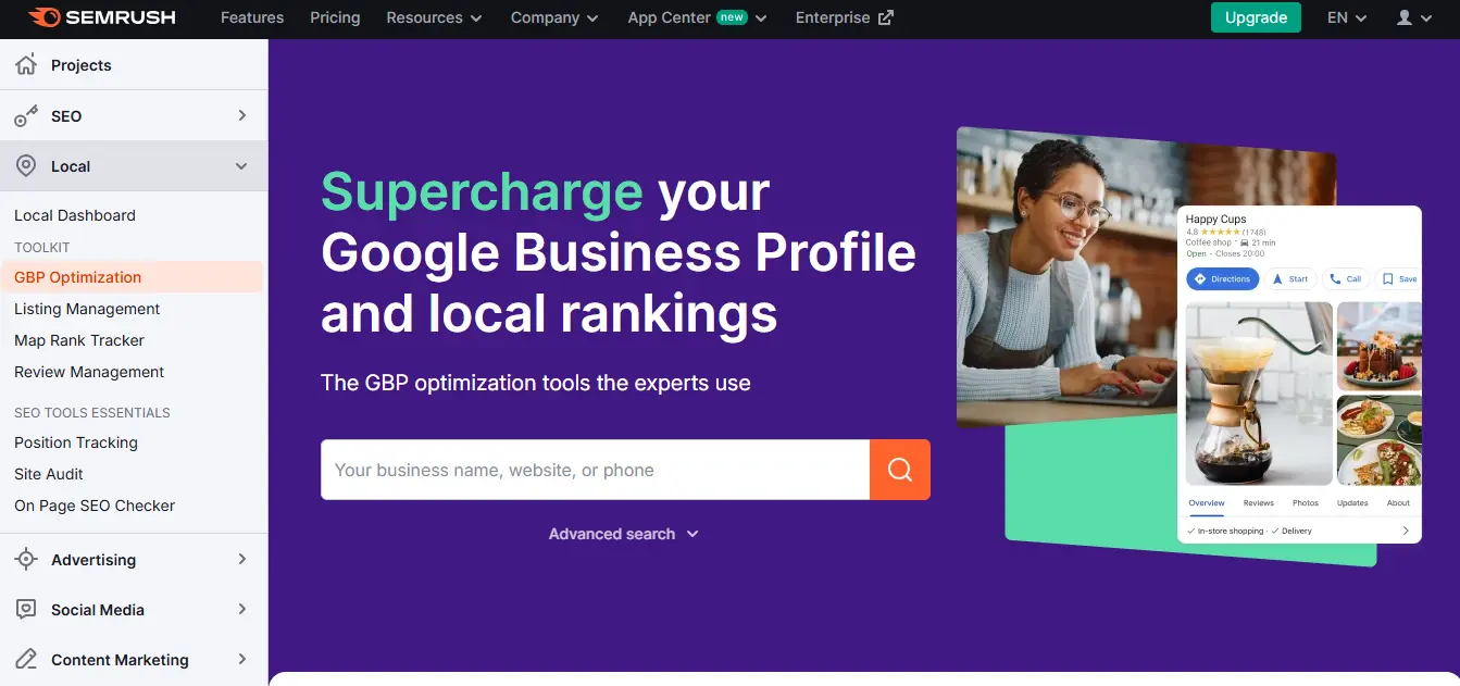 image of SEMrush.com homepage